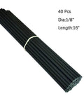 Forty Pieces Sixteen Inch Black HDPE Plastic Welding Rod One Eighth Inch Diameter For Car Bumpers Water Tanks Canoes And Plastic Bins