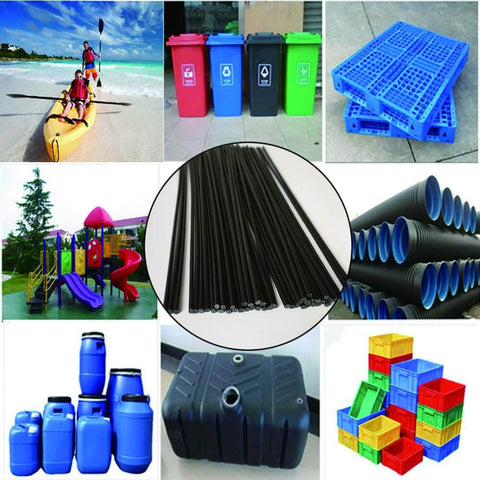 Forty Pieces Sixteen Inch Black HDPE Plastic Welding Rod One Eighth Inch Diameter For Car Bumpers Water Tanks Canoes And Plastic Bins