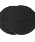 Two black 12 Inch Heavy Duty Lazy Susan Rotating Swivel Stands with non-slip design, featuring steel ball bearing turntable bases.