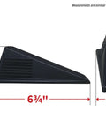 Side and front view of Heavy Duty Jumbo Door Wedge in black with measurements 6.75 in L, 3.5 in W, used for home and office with extra grip lip.