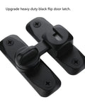 Upgrade heavy duty flip door latch that adapts from 90 to 180 degrees, black with rust resistant finish for gates or doors.