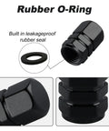 Aluminum Tire Stem Valve Caps Hexagon Shape Dustproof Wheel Valve Covers 4 Pieces Universal For SUV Car Bike Motorcycle Black