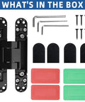 Hidden Door Hinge Set Black 7 Inch 3 Way Adjustable Concealed Zinc Alloy Invisible Hinge For Secret Doors And Bookcase Doors Includes Easy Template Install With Screws and Tools Two Hinges TamBee