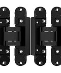 Discreet 5 Point 5 Inch Hidden Door Hinges Set For 180 Degree Swing Concealed Hinges 3 Way Adjustable in black, 2 pack