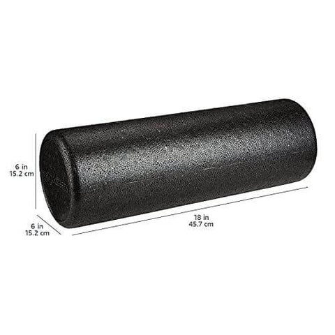 High Density Foam Roller For Exercise And Recovery 18 Inches Black With Durable Polypropylene Core, Molded Edges For Comfort