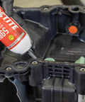 598 Black High Temp RTV Silicone Sealant For Auto Use OEM Approved Performance Engine Building And Repair Grade Heat Resistant Adhesive Sealant Durable Gasket Maker For Intake Exhaust And Engine Surfaces applied to engine part