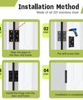 Installation steps for 6-Pack Black Door Hinges, 3 Inch Heavy Duty Stainless Steel Hinge for Interior Exterior Doors, Smooth and Quiet.