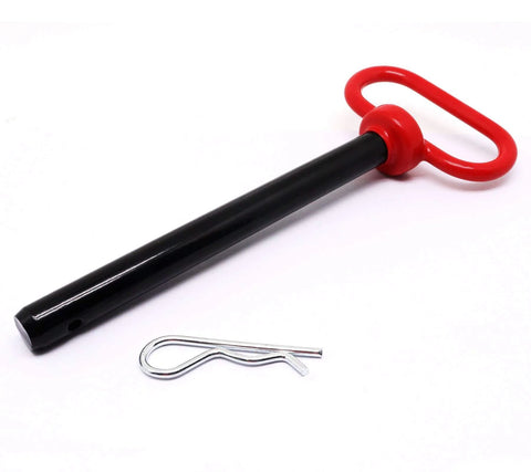2-Pack Trailer Hitch Pins Five Eighths Inch By Six Inches With Red Handle Clip, Heavy Duty Steel Towing Pins For RV Truck Boat Car And Tractor, Black Coated And Abrasion Resistant With R-Clips For Safe And Secure Hitching