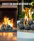 Hollow Ceramic Balls, Set of 12 Round Fire Stones Set for Indoor and Outdoor Fire Pits or Fireplaces Accessory, 4 Inch, Black