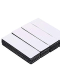 Stack of 20 black Heavy Duty 1x4 Inch Hook And Loop Fastener Strips with adhesive backing for easy wall mounting.