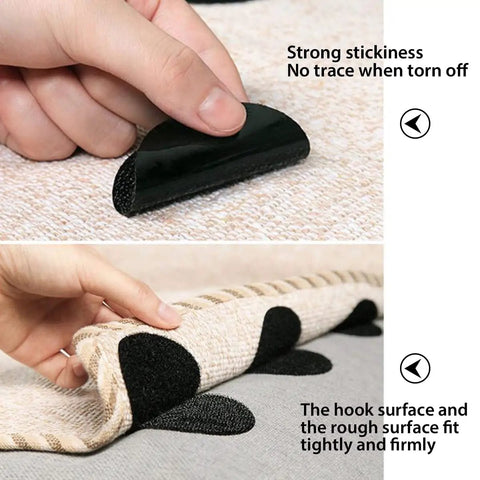 One Inch Round Hook And Loop Dots Self Adhesive Fasteners 24 Pairs Double Sided Nylon Sticky Dots Black on carpet in use