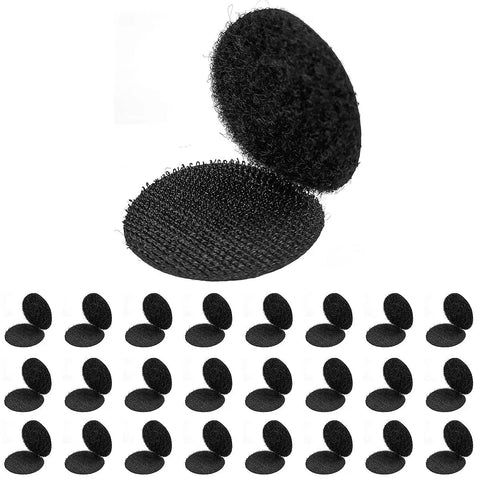 One Inch Round Hook And Loop Dots Self Adhesive Fasteners 24 Pairs Double Sided Nylon Sticky Dots Black for home use
