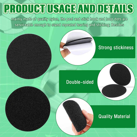 12 Pairs 3 Inch Self Sticky Round Hook And Loop Dots Double Sided Adhesive Fasteners, Black, with strong stickiness and quality material