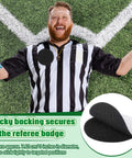 Referee wearing black and white striped shirt using 12 Pairs 3 Inch Self Sticky Round Hook And Loop Dots Double Sided Adhesive Fasteners