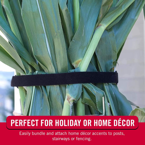 One-Wrap Double-Sided Self Gripping Hook And Loop Tape Roll securing plants for indoor outdoor bundling use.