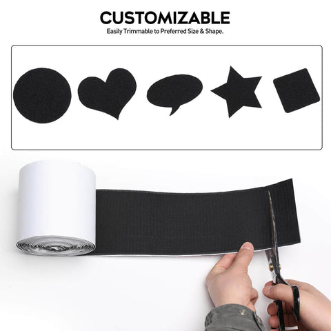 Person cutting Strong Sticky Back Hook And Loop Tape With Adhesive For No Slip Couch Cushions And Furniture 4.4 Inch By 7 Foot