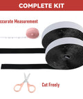 Heavy Duty Hook And Loop Tape With Adhesive Back 32 Foot Roll 1 Inch Wide Double Sided Strips With Mad Strong Sticky Hold For Home Office School Car Black Includes Scissors And Measuring Tape Cut Freely, shown with measuring tape and scissors.