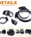 30 Pieces Black Hose Clamps Set With 6 To 51 Millimeters Adjustable Range 304 Stainless Steel Worm Gear Hose Clamps Assortment Kit Six Sizes