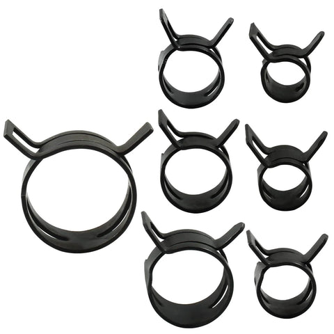 50 Pack Black Spring Band Hose Clamps Set Pliers Friendly Easy To Use 8.5 To 9.2 Mm OD Fit 65Mn Steel With Black Oxide Finish