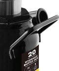 Close-up of Heavy Duty 20 Ton Hydraulic Bottle Jack Low Profile Stubby Lift for Auto Repair and Home Garage Use 40,000 lbs Capacity
