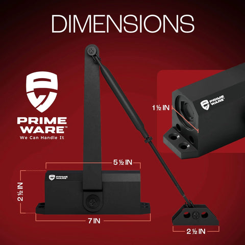 Dimensions of Automatic Adjustable Door Closers for Home - Soft Close, No Slam - Residential and Commercial Door Closer.