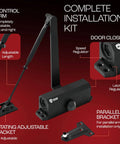 Automatic Adjustable Door Closers for Home - Soft Close, No Slam - Residential and Commercial Door Closer - Level 3 - Installation Kit