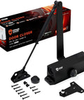 Automatic Adjustable Door Closers for Home - Soft Close, No Slam - Residential and Commercial Door Closer - Black kit with parts