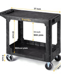 Heavy Duty Plastic Utility Cart With Flat Top And Swivel Wheels From Elafros, 550 lb Capacity, 37 by 18.8 in, industrial strength