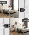 Black Interior Door Knobs For Bathroom And Bedroom Pismo Privacy Doorknob With Turn Lock And Square Rosette installed on bedroom door