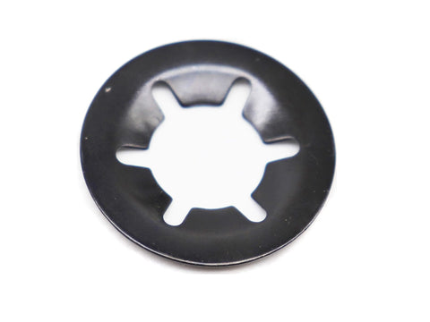 Single black 65Mn steel internal tooth lock washer from the Internal Tooth Lock Washers Set 9 Sizes M2 To M12, 260 Pcs.