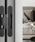Heavy Duty Residential 180 Degree Swing Hinges With Hydraulic Self Closing Door Bearing, installed on a door hinge, side view.