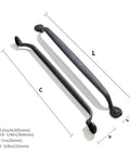 Two Pack 12 Inch Center To Center Black Iron Cabinet Pulls Antique Black Rustic Hammered Drawer Handles with dimensions diagram
