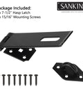 Seven And One Half Inch Heavy Duty Door Lock Hasp Latch With One Eighth Inch Thick Iron Gate Hasp Black with Lengthened Screws