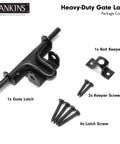 Heavy Duty Black Slide Bolt Gate Latch For Wooden Fences And Vinyl Gates With Padlock Hole, Tough As Nails Gate Lock Hardware
