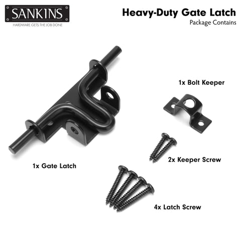 Heavy Duty Black Slide Bolt Gate Latch For Wooden Fences And Vinyl Gates With Padlock Hole, Tough As Nails Gate Lock Hardware