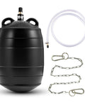 Front view of Rubber Test Ball Sewer Test Plug Inflatable Pipe Plug For Laboratory Testing And Sewer Line Maintenance 4 Inch Diameter Durable Reusable Residential Pipe Sealing And Blockage Repair with accessories.