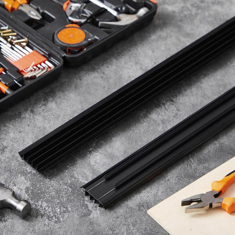 2 Pcs Kerf Style Door Bottom 36" Long 1 3/4" Wide Replacement Threshold Seal with Vinyl Fins Weatherstrip Draft Stopper, Black