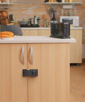 2.5 Inch Keyed Hasp Lock For Cabinets And Small Doors With Twist Knob Design, installed on a kitchen cabinet, black finish, rust resistant.