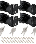 4 Pack Two And A Half Inch Keyed Hasp Locks With Two Keys Each Twist Knob Keyed Locking Hasp For Small Doors And Cabinets Black Metal Safety Latches