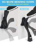 Illustration showing use of Black Kick Down Door Stoppers for Bottom of Door, Heavy Duty Kickdown Door Stop, Adjustable Door Stoppers, One Touch Kick Down Stopper (4 Inch x 1 Pack)