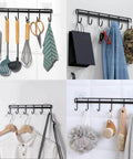 Adhesive Kitchen Hooks Utensil Hanger Holder Hanging Rack 2 Pack for kitchen tools, clothes, and accessories, wall mounted, black.