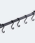 Kitchen Rail with Hooks, Pan and Pot Hangers for Kitchen Wall Mount, Kitchen Utensil Rack with Removable S Hook, Aluminum (17.3inch_Black_5Hooks)