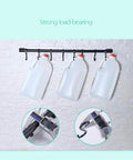 Kitchen Utensil Rack with Removable S Hook for Hanging Pots and Pans, Rod Hooks for Mugs, Wall Mounted Kitchen Rail Organizer, Black-5 Hooks