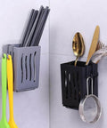 Black multifunctional kitchen utensil rack draining chopstick holder wall-mounted cutlery storage box with spoons and chopsticks