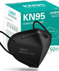 Five Layer Cup Design KN95 Face Masks Black Fifty Pack For Everyday Protection Non Medical with box