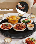 Large 28-Inch Wooden Lazy Susan Turntable For Dining Table Centerpiece With 360 Degree Silent Smooth Rotation Black Finish Serving Dishes