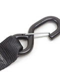 Cam Buckle Tie Down Straps 2 Inch By 12 Foot With Latch Hooks For Motorcycle ATV Trailers And Truck Beds 600 Lb Working Load Limit And 1800 Lb Break Strength USA Made Black Pair close-up