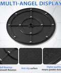 Multi-angle view of 8 Inch Lazy Susan Turntable Organizer, Premium Heavy Duty Black Rotating Swivel Stand with Steel Ball Bearings.