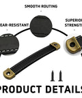 Detailed view of Six Pack Leather Cabinet Pulls With Screws, Vintage Style Drawer Handles, showing material and screws included.