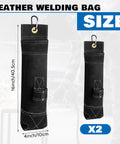 Welding Rod Holder Bundle For Arc Welding, 16 Inch Flame Resistant Leather Electrode Bag With Clip in black, size 16x4 inches, pack of 2